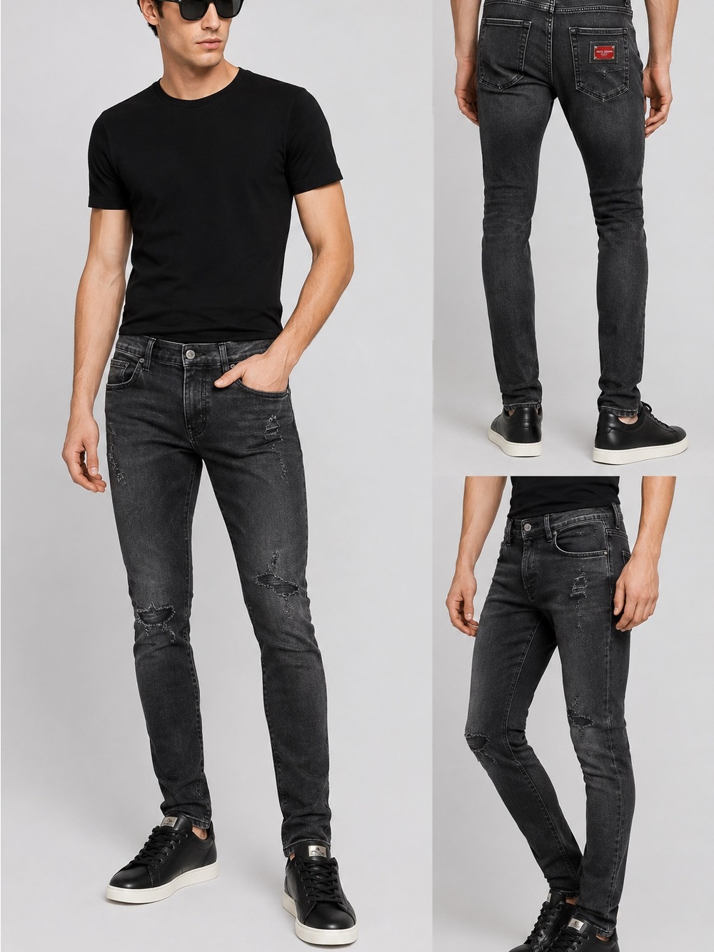NWOT Dolce & Gabbana GY07LD Black Distressed Skinny Jeans IT 54 Made in Italy